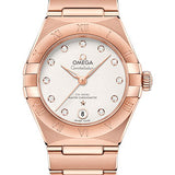 Omega Constellation Manhattan Co-Axial Master Chronometer Watch - 29 mm Sedna Gold Case - Crystal White Silvery Diamond Dial - 131.50.29.20.52.001