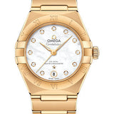 Omega Constellation Manhattan Co-Axial Master Chronometer Watch - 29 mm Yellow Gold Case - Mother-Of-Pearl Diamond Dial - 131.50.29.20.55.002