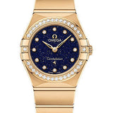 Omega Constellation Quartz - 25 mm Yellow Gold Case - Diamond Bezel - Blue Glass Diamond Dial - 131.55.25.60.53.001