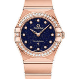 Omega Constellation Quartz - 25 mm Sedna Gold Case - Diamond Bezel - Blue Glass Diamond Dial - 131.55.25.60.53.002