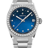 Zenith Defy Midnight Watch - Steel - Diamond Bezel - Gradient Blue Dial - Metal Bracelet - 16.9200.670/01.MI001