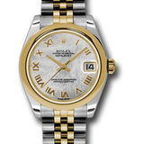 Rolex Steel and Yellow Gold Datejust 31 Watch - Domed Bezel - Mother-Of-Pearl Roman Dial - Jubilee Bracelet - 178243 mrj