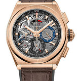 Zenith Defy El Primero 21 Watch - Rose Gold - Openworked Dial - Black Rubber and Alligator Strap - 18.9000.9004/71.R585