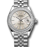 Rolex Steel and White Gold Rolesor Lady-Datejust 28 Watch - 44 Diamond Bezel - Silver Index Dial - Jubilee Bracelet - 279384RBR sij