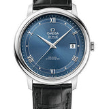 Omega De Ville Prestige Co-Axial Watch - 39.5 mm Steel Case - Blue Dial - Black Leather Strap - 424.13.40.20.03.002
