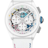 Zenith Defy 21 Chroma II Watch - 44 mm White Ceramic Case - White Openworked Dial - White Rubber Strap Limited Edition of 500 - 49.9014.9004/01.R953