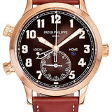 Patek Philippe Complications Calatrava Pilot Travel Time - 42 mm - Rose Gold - Brown Sunburst Dial - 5524R-001