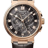 Breguet Marine Chronographe 5527 - Rose Gold Case - Black Dial - Black Leather Strap - 5527BR/G3/9WV