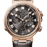 Breguet Marine Alarme Musicale 5547 - Rose Gold Case - Black Dial - Leather Strap - 5547BR/G3/9ZU