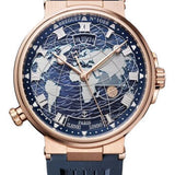 Breguet Marine Hora Mundi 5557 - Rose Gold Case - Blue Dial - Blue Rubber Strap - 5557BR/YS/5WV