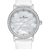 Blancpain Villeret Ultraplate Steel Diamond Mother of Pearl Leather Ladies Watch - 6102 4654 95A