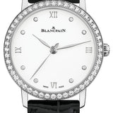 Blancpain Villeret Ultraplate Steel Diamond Black Alligator Ladies Watch - 6104 4628 55A