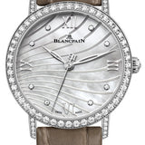 Blancpain Villeret Ultraplate Diamond Steel Brown Alligator Ladies Watch - 6104 4654 55A