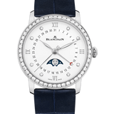 Blancpain Villeret Quantieme Phase de Lune Diamond Blue Alligator Ladies Watch - 6126 4628 55B
