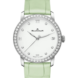 Blancpain Villeret Women Date Diamond Ultra-Slim Green Alligator Ladies Watch - 6127 4628 95A