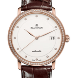 Blancpain Villeret Ultraplate Date Ultra-Slim Red Gold Diamond Alligator Men's Watch - 6223 2987 55B