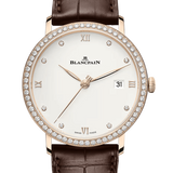 Blancpain Villeret Ultraplate Date Red Gold Diamond Ultra-Slim Alligator Men's Watch - 6224 2987 55B