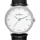 Blancpain Villeret Ultraplate Date Steel Diamond Ultra-Slim Alligator Men's Watch - 6224 4628 55B