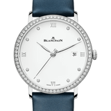 Blancpain Villeret Ultraplate Date Ultra-Slim Steel Diamond Satin Ladies Watch - 6224 4628 95A