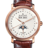 Blancpain Villeret Quantieme Complet Red Gold Brown Alligator Men's Watch - 6263 3642 55A