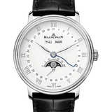 Blancpain Villeret Quantieme Complet Steel Black Alligator Men's Watch - 6264 1127 55B