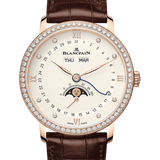 Blancpain Villeret Quantieme Complet Opalin Diamond Red Gold Alligator Men's Watch - 6264 2987 55B