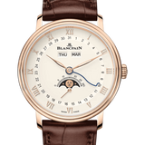 Blancpain Villeret Quantieme Complet Opalin Red Gold Alligator Men's Watch - 6264 3642 55B