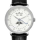 Blancpain Villeret Quantieme Complet Steel Diamond Alligator Men's Watch - 6264 4628 55B