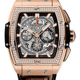 Hublot Spirit of Big Bang King Gold Diamonds Watch - 42 mm - Sapphire Dial - Black Rubber and Brown Leather Strap-641.OX.0183.LR.1104