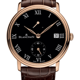 Blancpain Villeret 8 Jours Manuelle Red Gold Black Dial Brown Alligator Men's Watch - 6614 3637 55B