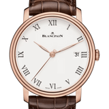 Blancpain Villeret 8 Jours Opaline Red Gold Alligator Men's Watch - 6630 3631 55B