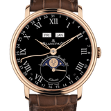 Blancpain Villeret Quantieme Complet 8 Jours Black Red Gold Alligator Men's Watch - 6639 3637 55B