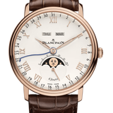 Blancpain Villeret Quantieme Complet 8 Jours Opaline Red Gold Alligator Men's Watch - 6639 3642 55B