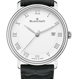 Blancpain Villeret Ultraplate Date 40mm Steel Black Alligator Men's Watch - 6651 1127 55B