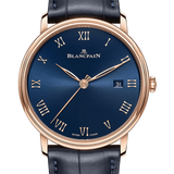 Blancpain Villeret Ultraplate Date 40mm Red Gold Blue Alligator Men's Watch - 6651 3640 55B