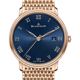 Blancpain Villeret Ultraplate Date 40mm Blue Mille Mailles Red Gold Men's Watch - 6651 3640 MMB