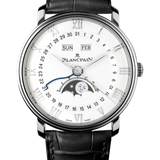 Blancpain Villeret Quantieme Complet Black Alligator Steel Men's Watch - 6654 1127 55B