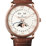 Blancpain Villeret Quantieme Complet Red Gold Alligator Men's Watch - 6654 3642 55B