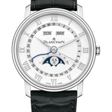 Blancpain Villeret Quantieme Complet Steel Black Alligator Men's Watch - 6654A 1127 55B