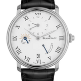 Blancpain Villeret Demi-Fuseau Horaire 8 Jours White Gold Alligator Men's Watch - 6661 1531 55B