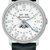 Blancpain Villeret Quantieme Complet Phases de Lune GMT Steel Alligator Men's Watch - 6676 1127 55B