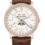 Blancpain Villeret Quantieme Complet Phases de Lune GMT Red Gold Alligator Men's Watch - 6676 3642 55A