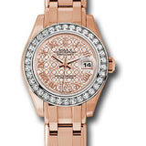 Rolex Everose Gold Lady-Datejust Pearlmaster 29 Watch - 34 Diamond Bezel - Mother-Of-Pearl And Pink Gold Lotus Flower Motif Roman Dial - 80285 mfldr