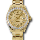 Rolex Yellow Gold Lady-Datejust Pearlmaster 29 Watch - 32 Diamond Bezel - Champagne Jubilee Diamond Dial - 80298 chjd