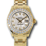 Rolex Yellow Gold Lady-Datejust Pearlmaster 29 Watch - 32 Diamond Bezel - Meteorite Diamond Dial - 80298 mtd