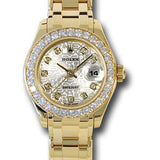 Rolex Yellow Gold Lady-Datejust Pearlmaster 29 Watch - 32 Diamond Bezel - Silver Jubilee Diamond Dial - 80298 sjd