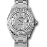 Rolex White Gold Lady-Datejust Pearlmaster 29 Watch - 32 Diamond Bezel - Mother-Of-Pearl Diamond Dial - 80299 md
