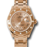 Rolex Pink Gold Lady-Datejust Pearlmaster 29 Watch - 12 Diamond Bezel - Pink Champagne Diamond Roman Vi Roman Dial - 80315 chrd