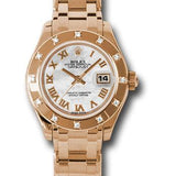 Rolex Pink Gold Lady-Datejust Pearlmaster 29 Watch - 12 Diamond Bezel - Mother-Of-Pearl Roman Dial - 80315 mr