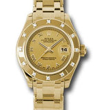 Rolex Yellow Gold Lady-Datejust Pearlmaster 29 Watch - 12 Diamond Bezel - Champagne Roman Dial - 80318 chr